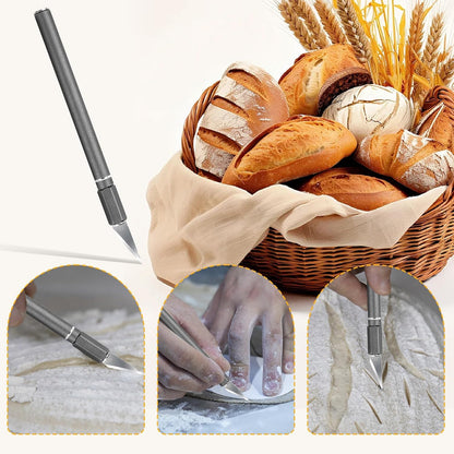Upgraded Bread Lame with 10 Blades - Professional sourdough Scoring Tool for bread scoring tool Safety Cover & Ergonomic Handle - Premium Bread Scoring Knife for Artisan Bread Making (1, Gray)