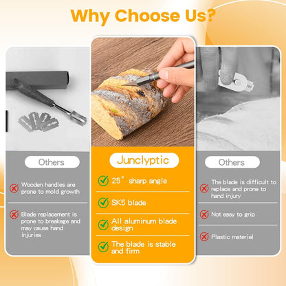Upgraded Bread Lame with 10 Blades - Professional sourdough Scoring Tool for bread scoring tool Safety Cover & Ergonomic Handle - Premium Bread Scoring Knife for Artisan Bread Making (1, Gray)