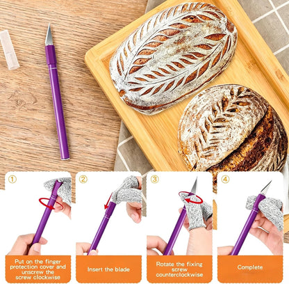 Upgraded Bread Lame with 10 Blades - Professional sourdough Scoring Tool for bread scoring tool Safety Cover & Ergonomic Handle - Premium Bread Scoring Knife for Artisan Bread Making (1, Gray)