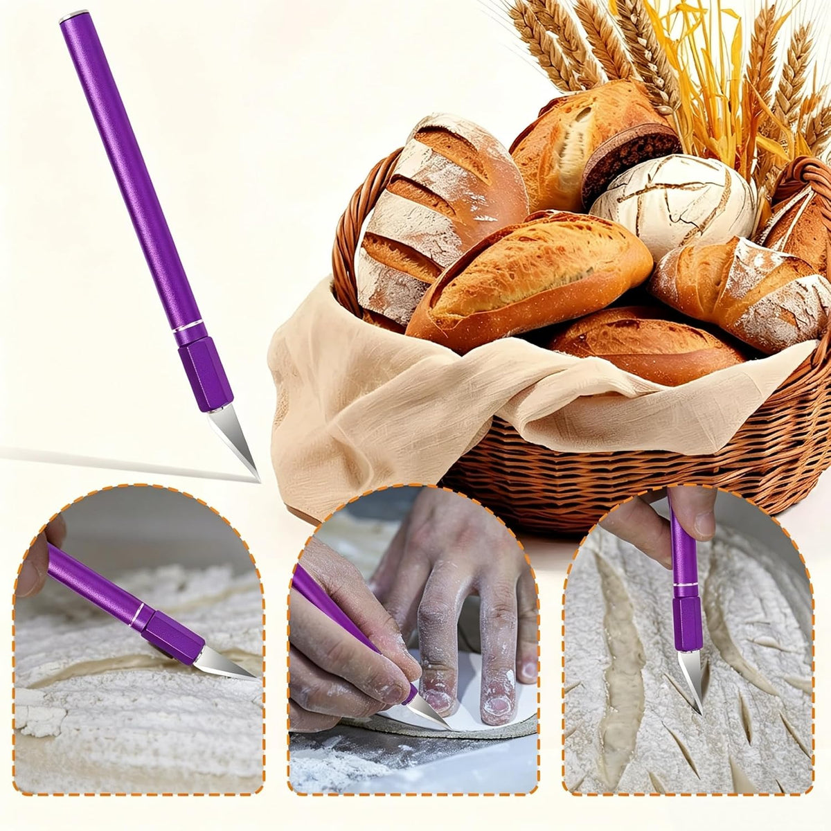 Upgraded Bread Lame with 10 Blades - Professional sourdough Scoring Tool for bread scoring tool Safety Cover & Ergonomic Handle - Premium Bread Scoring Knife for Artisan Bread Making (1, Gray)