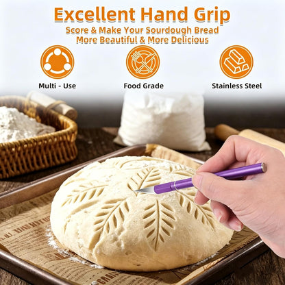 Upgraded Bread Lame with 10 Blades - Professional sourdough Scoring Tool for bread scoring tool Safety Cover & Ergonomic Handle - Premium Bread Scoring Knife for Artisan Bread Making (1, Gray)