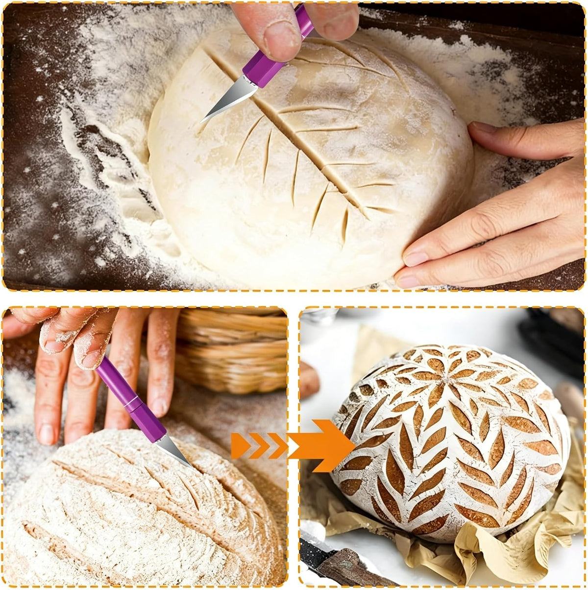 Upgraded Bread Lame with 10 Blades - Professional sourdough Scoring Tool for bread scoring tool Safety Cover & Ergonomic Handle - Premium Bread Scoring Knife for Artisan Bread Making (1, Gray)