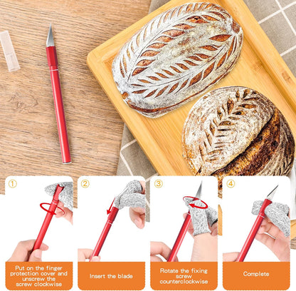 Upgraded Bread Lame with 10 Blades - Professional sourdough Scoring Tool for bread scoring tool Safety Cover & Ergonomic Handle - Premium Bread Scoring Knife for Artisan Bread Making (1, Gray)