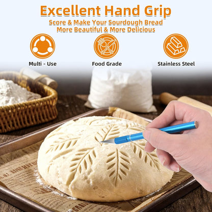 Upgraded Bread Lame with 10 Blades - Professional sourdough Scoring Tool for bread scoring tool Safety Cover & Ergonomic Handle - Premium Bread Scoring Knife for Artisan Bread Making (1, Gray)