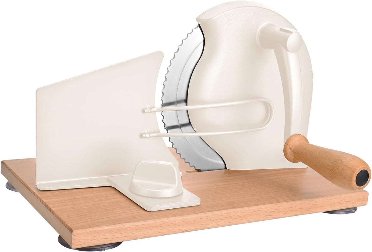 SOWKIPE Manual Bread Slicer for Sourdough, Adjustable Hand Crank, White