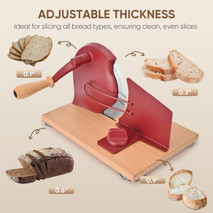 SOWKIPE Manual Bread Slicer for Sourdough, Adjustable Hand Crank, White
