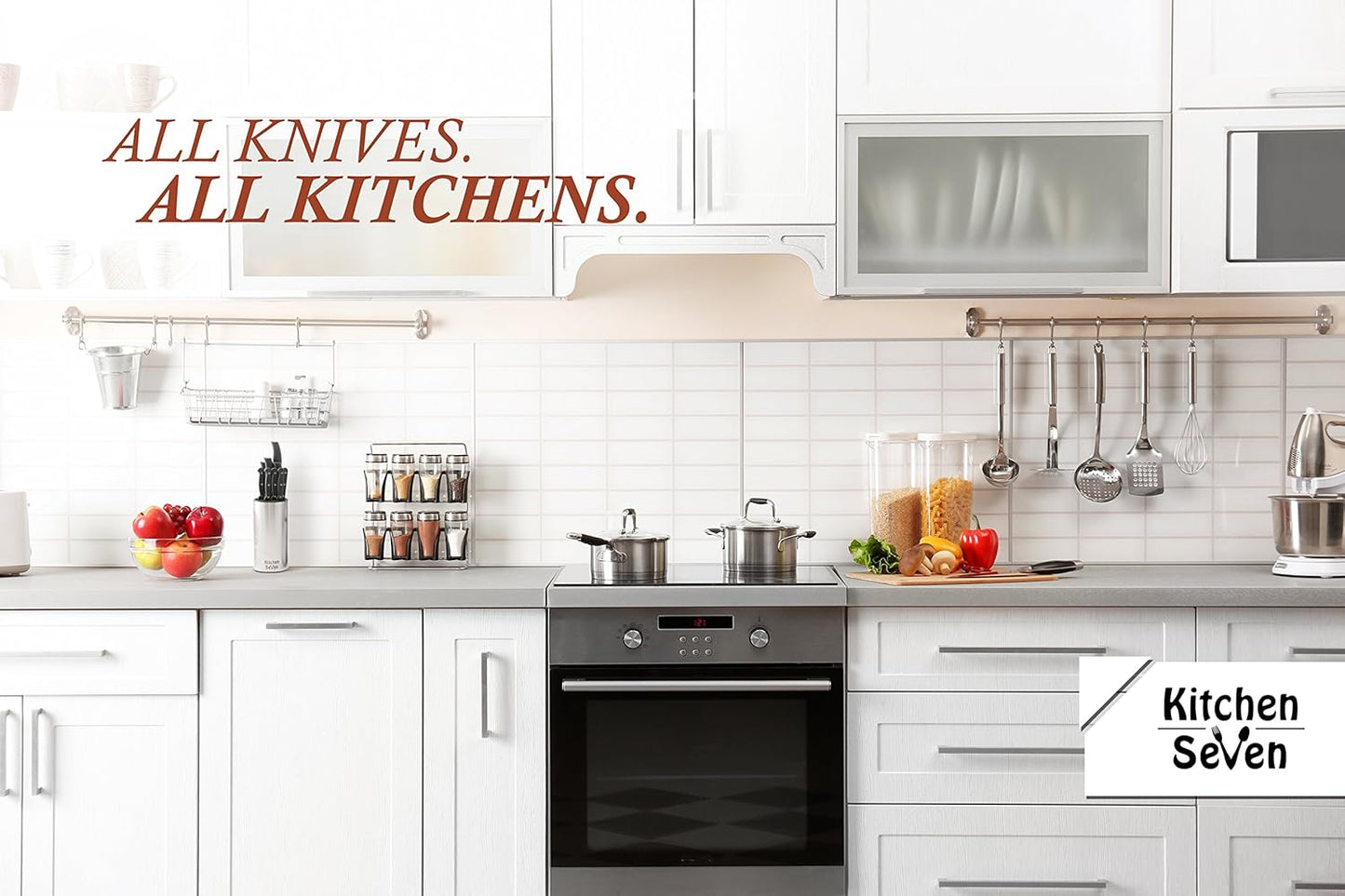 Universal Knife Block - Stainless Steel Kitchen Knife Holder Without Knives - Round Space -Saver Knife Storage Stand safely stores knives while keeping blades clean and sharp