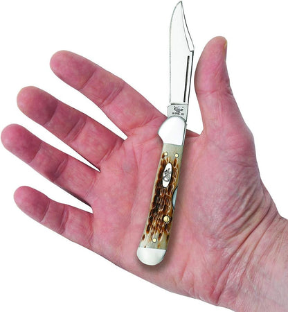 Case XX WR Pocket Knife Mini Copperlock Amber Bone W/Shield Item #133 (61749L SS) 3 5/8 inches Closed