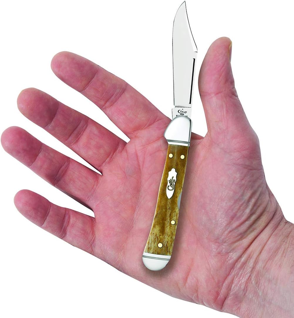 Case XX WR Pocket Knife Mini Copperlock Amber Bone W/Shield Item #133 (61749L SS) 3 5/8 inches Closed