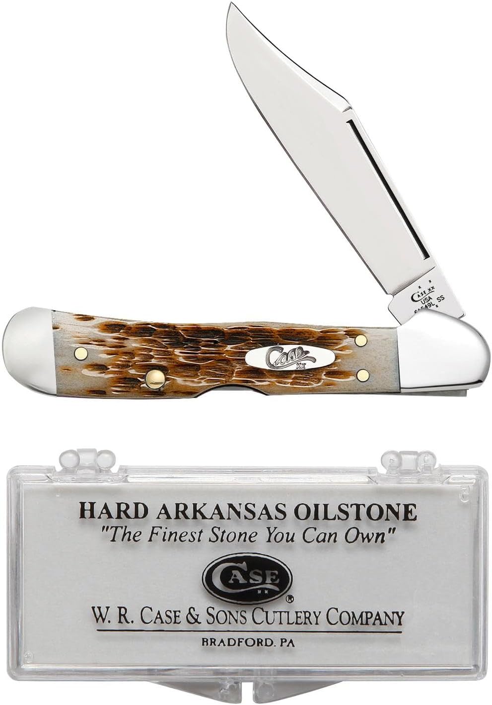 Case XX WR Pocket Knife Mini Copperlock Amber Bone W/Shield Item #133 (61749L SS) 3 5/8 inches Closed