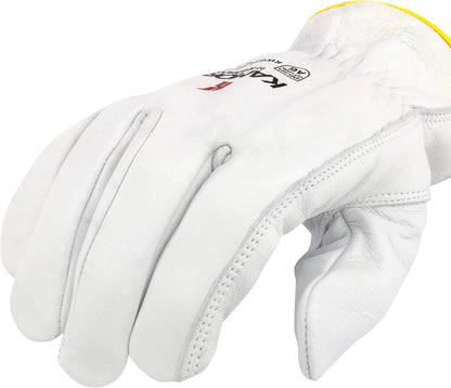 Unisex Cut Resistant A6 KAMORI® White Grain Goatskin Driver, White, Size L