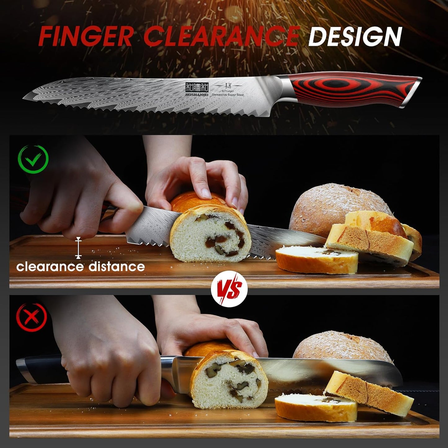 8" Damascus Bread Knife, Ultra Sharp Serrated Sourdough Knife | 67 Layers Damascus Steel, Ultra Sharp Bread Knife with Ergonomic G10 Handle, Professional Serrated Knife for Homemade Bread
