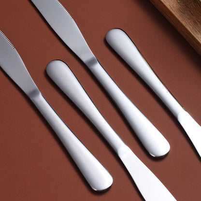 Dinner Knives Set Of 6, Stainless Steel Shiny Mirror Dinner Knife, Butter Knife Spreader Table Knives Sturdy And Dishwasher Safe
