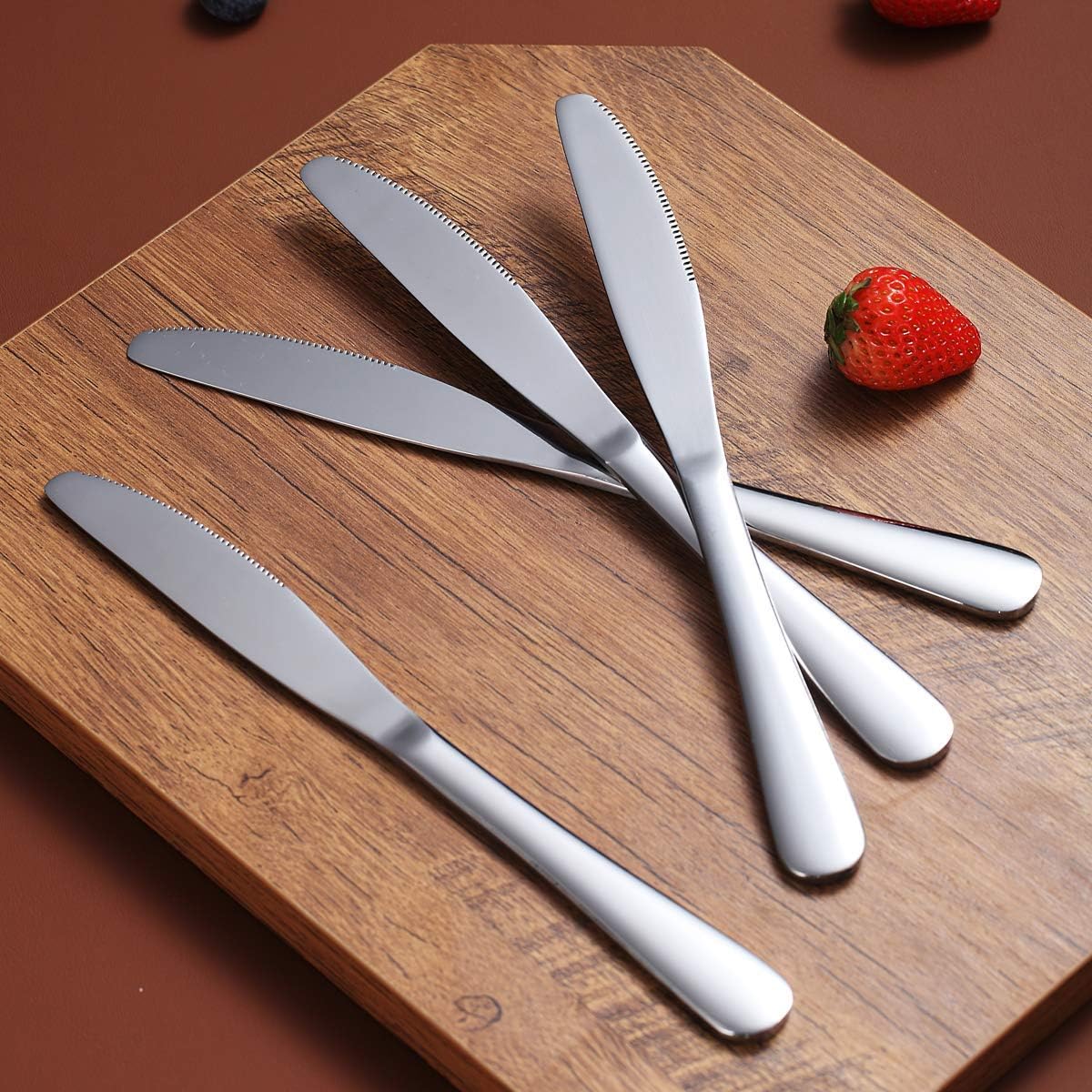 Dinner Knives Set Of 6, Stainless Steel Shiny Mirror Dinner Knife, Butter Knife Spreader Table Knives Sturdy And Dishwasher Safe