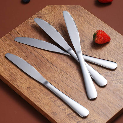 Dinner Knives Set Of 6, Stainless Steel Shiny Mirror Dinner Knife, Butter Knife Spreader Table Knives Sturdy And Dishwasher Safe