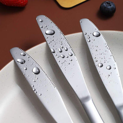 Dinner Knives Set Of 6, Stainless Steel Shiny Mirror Dinner Knife, Butter Knife Spreader Table Knives Sturdy And Dishwasher Safe