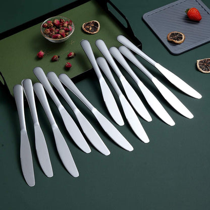 Dinner Knives Set Of 6, Stainless Steel Shiny Mirror Dinner Knife, Butter Knife Spreader Table Knives Sturdy And Dishwasher Safe