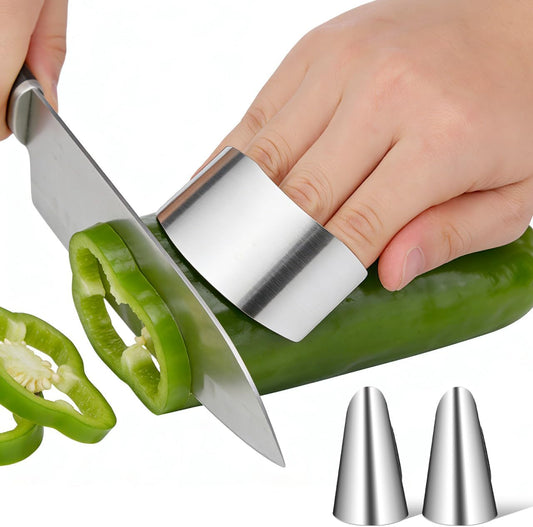 Stainless Finger Protector Knife Finger Protector for Cutting Food Kitchen Guards for Slicing Vegetables Fruits and Meat Ergonomic Covers 2 Pack 2.55 X 1.88 X 0.78 in