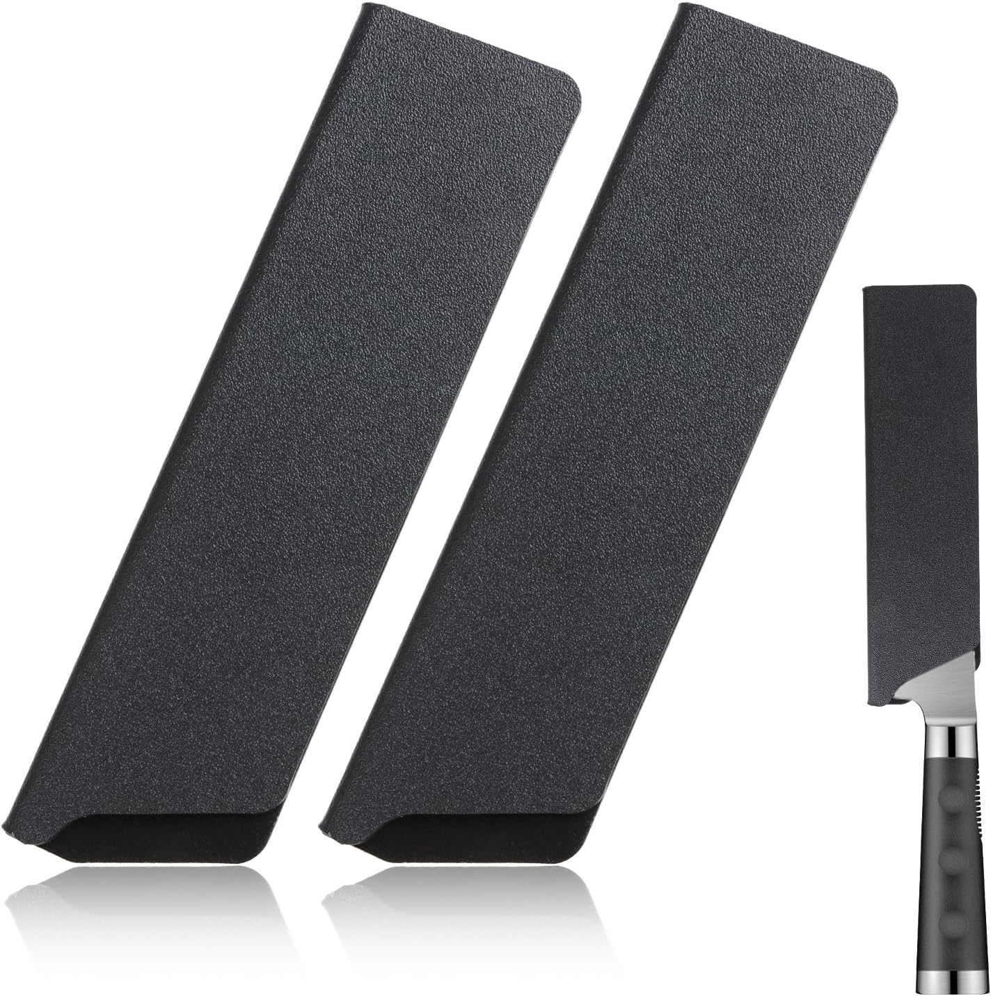 2 Pcs Knife Sheath and Guard Cover, Protective Chef Knife Blade Cover for Kitchen Storage and Travel, Black ABS Plastic Waterproof Knife Edge Protector (for 6" knife 2pcs)