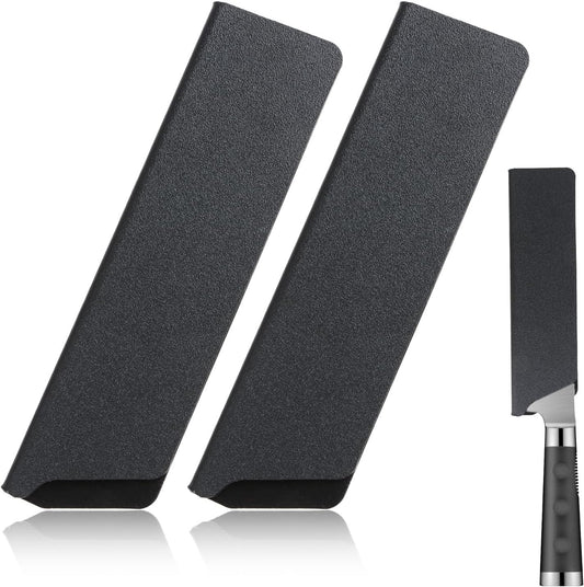 2 Pcs Knife Sheath and Guard Cover, Protective Chef Knife Blade Cover for Kitchen Storage and Travel, Black ABS Plastic Waterproof Knife Edge Protector (for 6" knife 2pcs)