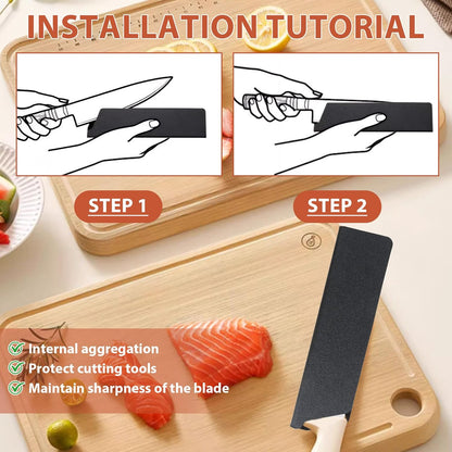 2 Pcs Knife Sheath and Guard Cover, Protective Chef Knife Blade Cover for Kitchen Storage and Travel, Black ABS Plastic Waterproof Knife Edge Protector (for 6" knife 2pcs)