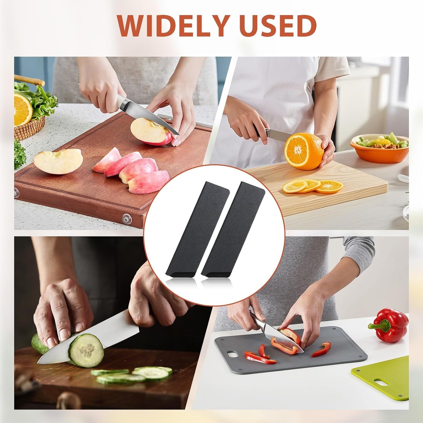 2 Pcs Knife Sheath and Guard Cover, Protective Chef Knife Blade Cover for Kitchen Storage and Travel, Black ABS Plastic Waterproof Knife Edge Protector (for 6" knife 2pcs)