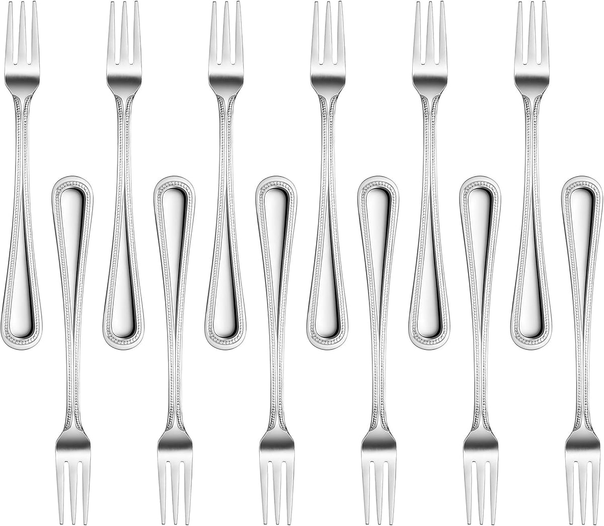 Bead Pattern 18/0 Stainless Steel Oyster Fork, 6-Inch, Set of 12, Commercial Grade