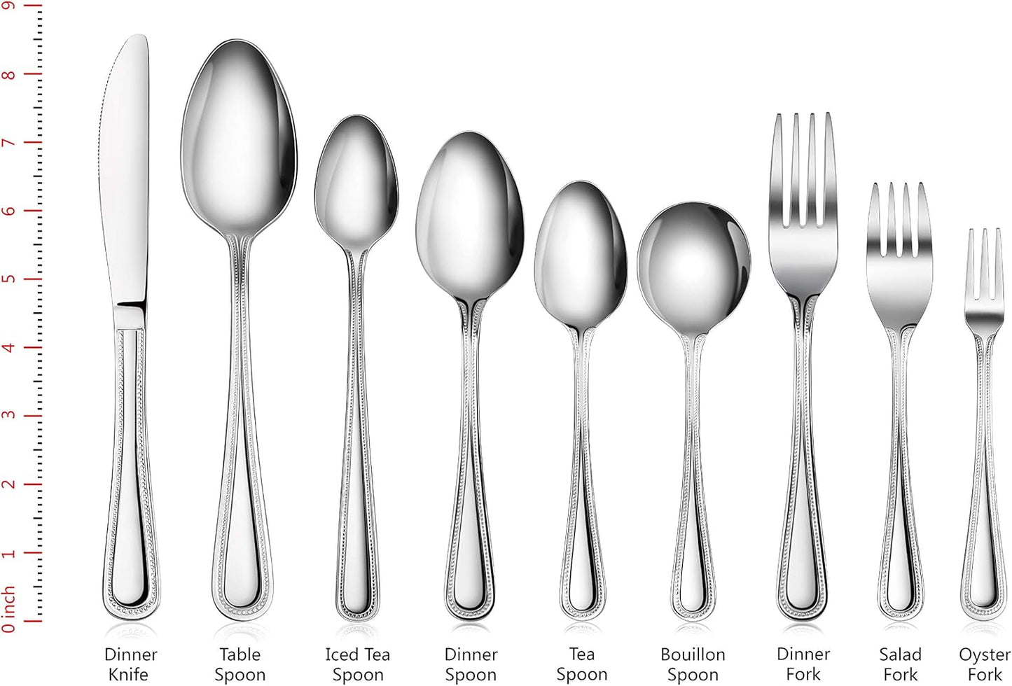 Bead Pattern 18/0 Stainless Steel Oyster Fork, 6-Inch, Set of 12, Commercial Grade