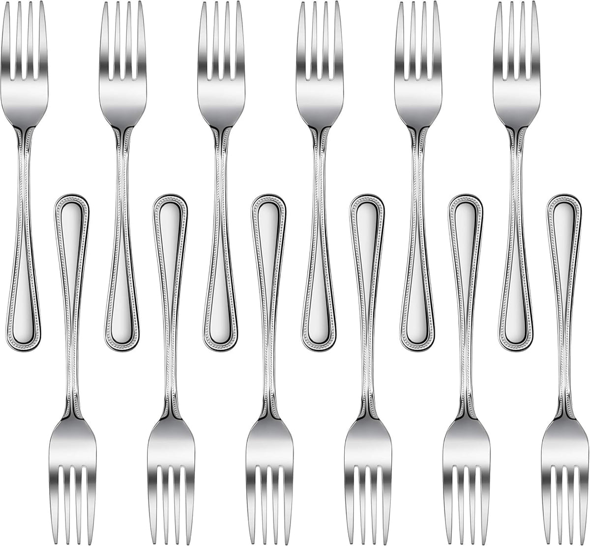 Bead Pattern 18/0 Stainless Steel Oyster Fork, 6-Inch, Set of 12, Commercial Grade