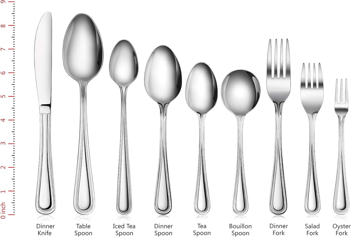 Bead Pattern 18/0 Stainless Steel Oyster Fork, 6-Inch, Set of 12, Commercial Grade