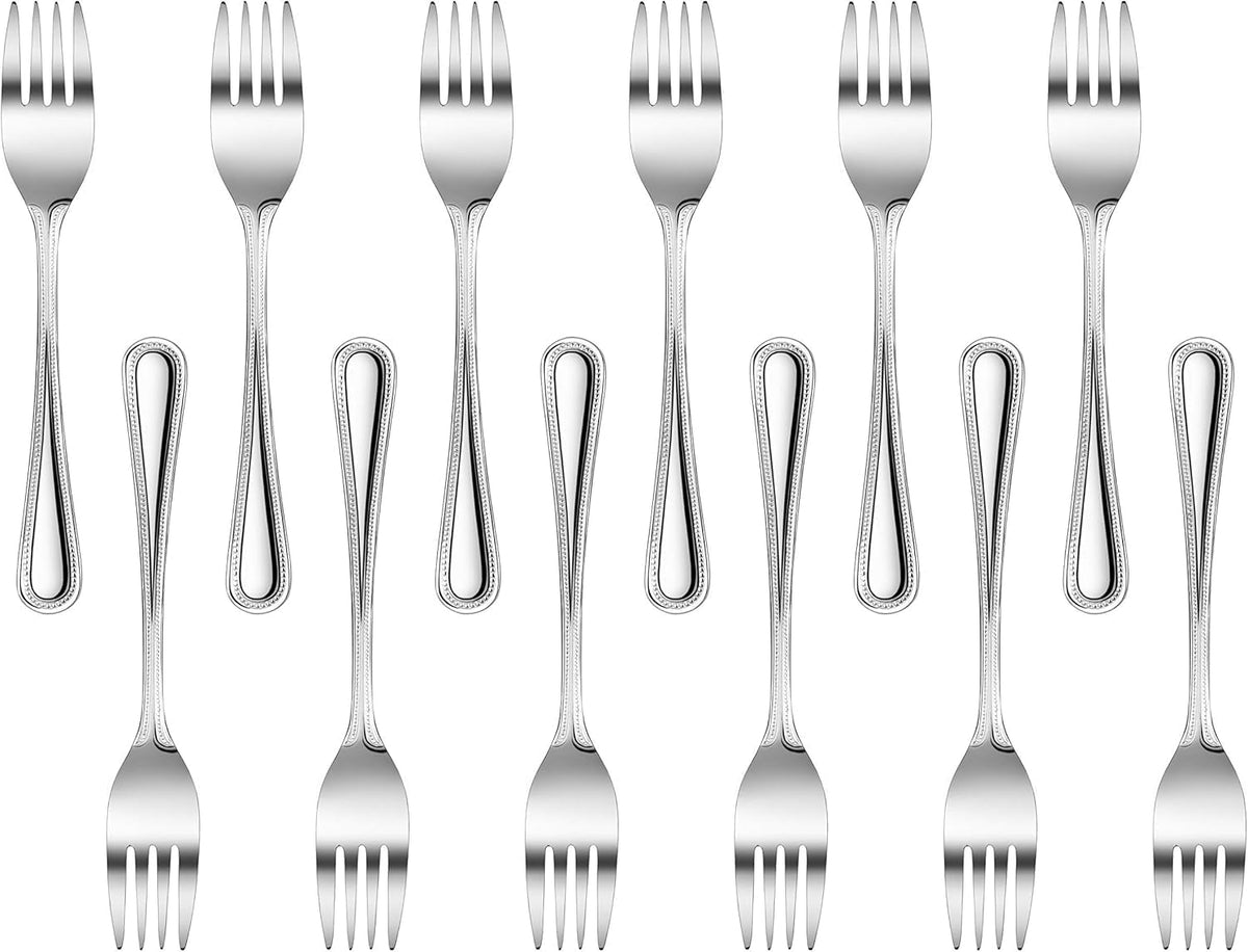 Bead Pattern 18/0 Stainless Steel Oyster Fork, 6-Inch, Set of 12, Commercial Grade