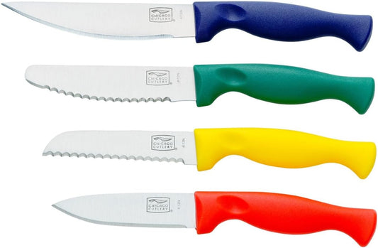 4-Piece Colored Paring Knife Set | Color Coded Handles | Precision Blades | Protective Sheaths | Fruit Vegetable Prep | Hand Wash Recommended | Everyday Kitchen