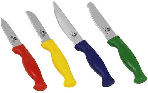 4-Piece Colored Paring Knife Set | Color Coded Handles | Precision Blades | Protective Sheaths | Fruit Vegetable Prep | Hand Wash Recommended | Everyday Kitchen