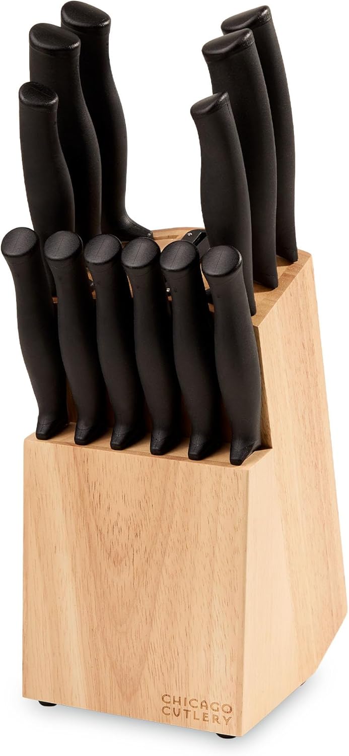 Belmont (13-PC) Kitchen Knife Block Set with Steak Knives and Wooden Block, Polymer Ergonomic Handles and Sharp Stainless Steel Professional Chef Knife Set