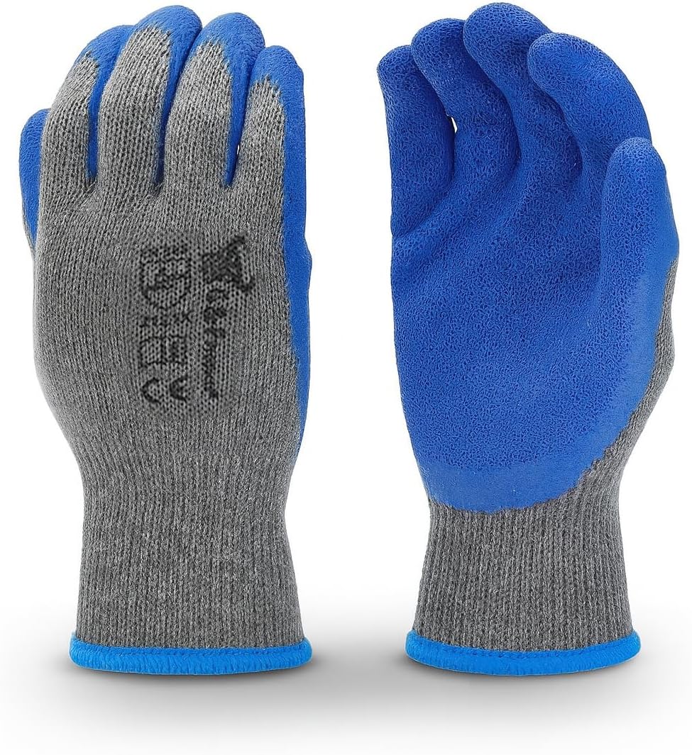 3100L-DZ-Parent 12 Pairs Large Rubber Latex Double Coated Work Gloves for Construction, gardening gloves, heavy duty Cotton Blend Blue