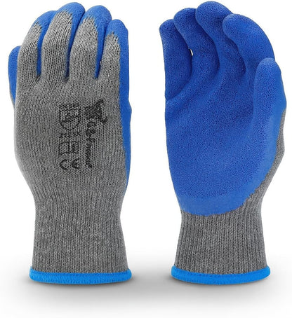 3100L-DZ-Parent 12 Pairs Large Rubber Latex Double Coated Work Gloves for Construction, gardening gloves, heavy duty Cotton Blend Blue