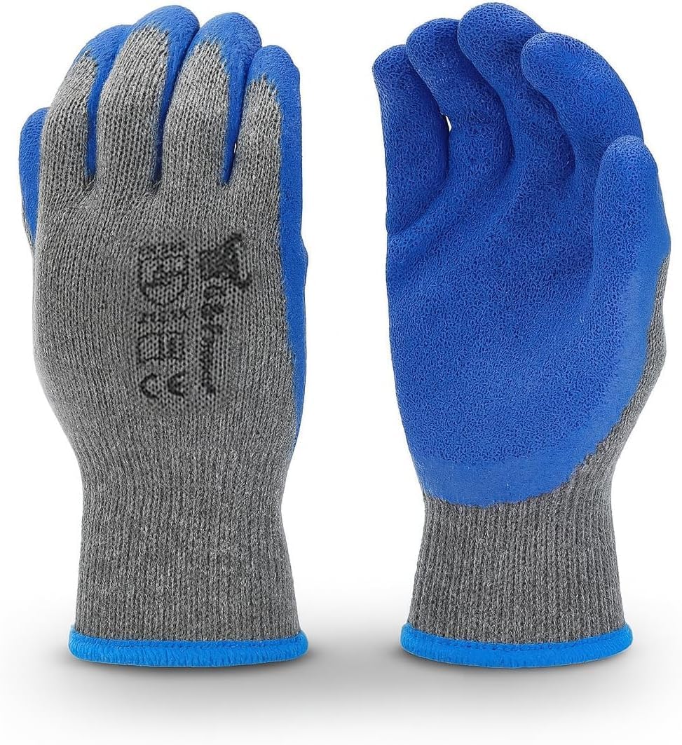 3100L-DZ-Parent 12 Pairs Large Rubber Latex Double Coated Work Gloves for Construction, gardening gloves, heavy duty Cotton Blend Blue