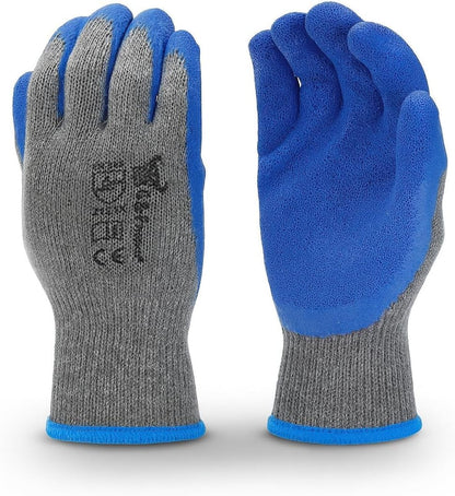 3100L-DZ-Parent 12 Pairs Large Rubber Latex Double Coated Work Gloves for Construction, gardening gloves, heavy duty Cotton Blend Blue