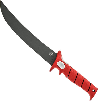 5 Inch Lucky Lew Folding Compact Fillet Knife with Non-Slip Grip Handle, Stainless Steel Blade, Lanyard Hole and Synthetic Carry Case for Gutting, Fishing and Hunting