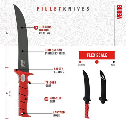 5 Inch Lucky Lew Folding Compact Fillet Knife with Non-Slip Grip Handle, Stainless Steel Blade, Lanyard Hole and Synthetic Carry Case for Gutting, Fishing and Hunting