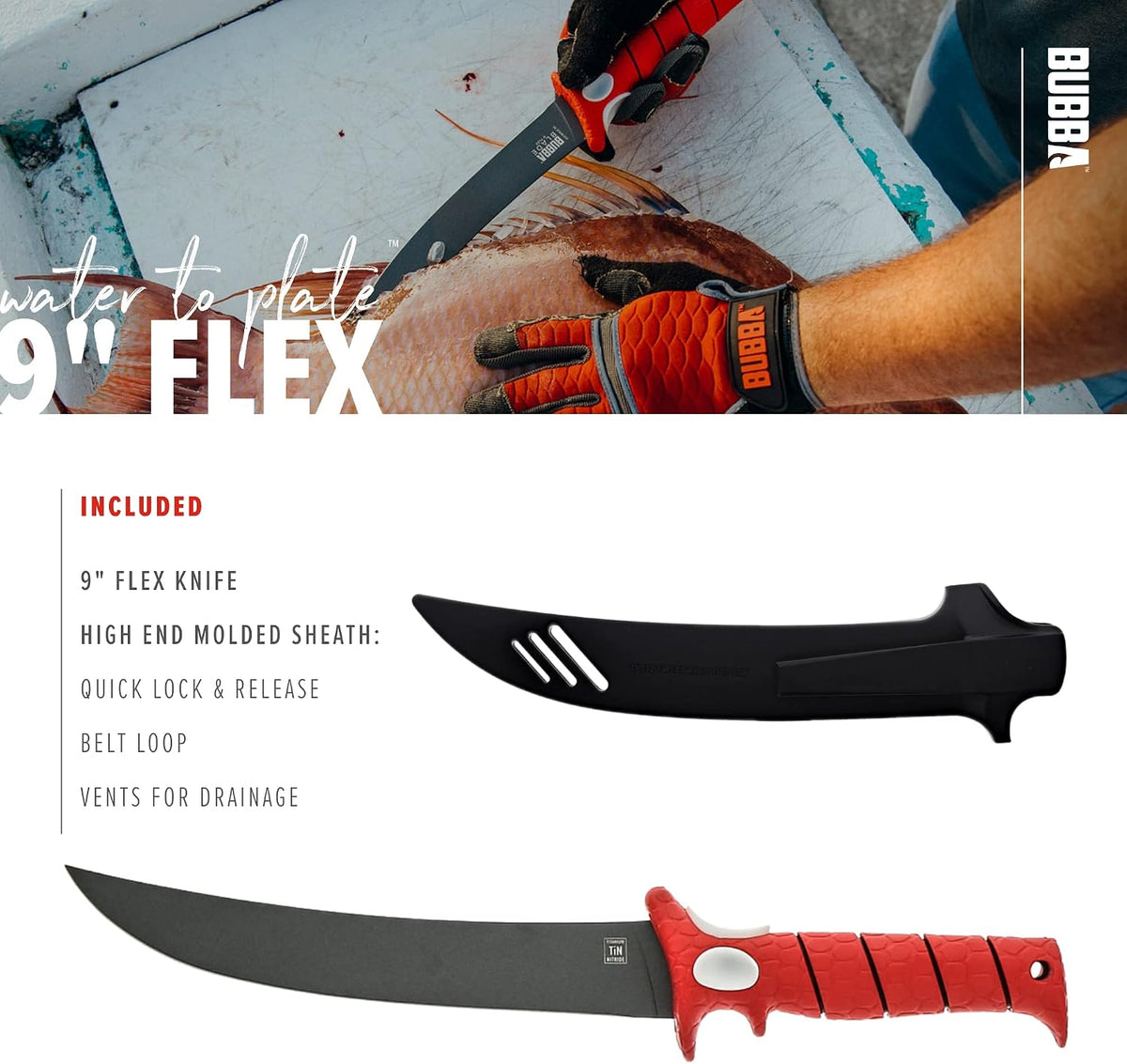 5 Inch Lucky Lew Folding Compact Fillet Knife with Non-Slip Grip Handle, Stainless Steel Blade, Lanyard Hole and Synthetic Carry Case for Gutting, Fishing and Hunting