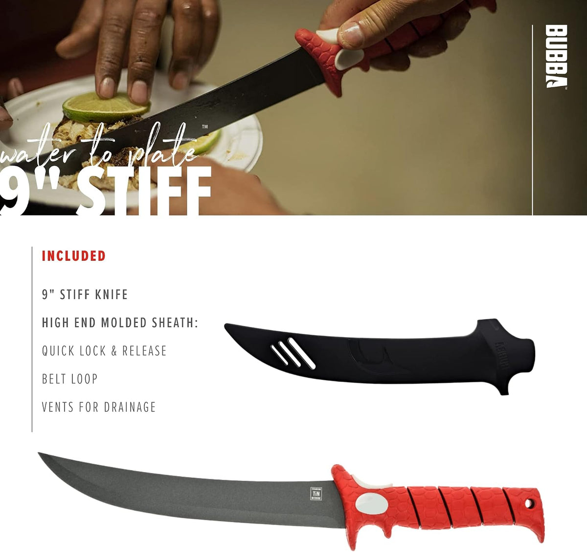 5 Inch Lucky Lew Folding Compact Fillet Knife with Non-Slip Grip Handle, Stainless Steel Blade, Lanyard Hole and Synthetic Carry Case for Gutting, Fishing and Hunting