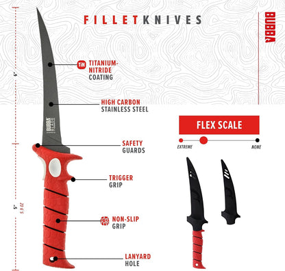 5 Inch Lucky Lew Folding Compact Fillet Knife with Non-Slip Grip Handle, Stainless Steel Blade, Lanyard Hole and Synthetic Carry Case for Gutting, Fishing and Hunting
