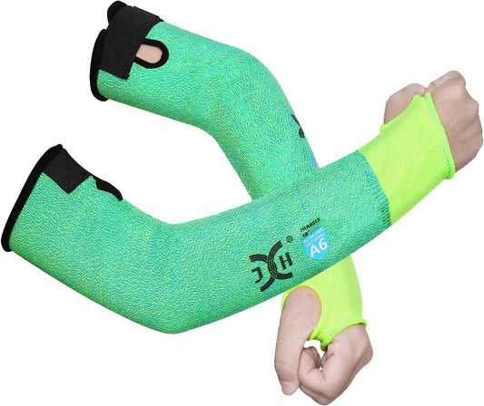 Cut Resistant Sleeves with Thumb Slot,ANSI Level A6,Arm Protection for Glass Handling,Machining,Metal Handling,18" 1pair