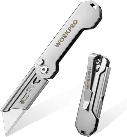 EDC Folding Utility Knife, Mini Box Cutter with Quick Open Axis Lock, Quick Change Blade Razor Knife, Foldable Small Pocket Knife with Belt Clip
