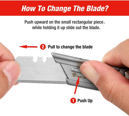 EDC Folding Utility Knife, Mini Box Cutter with Quick Open Axis Lock, Quick Change Blade Razor Knife, Foldable Small Pocket Knife with Belt Clip