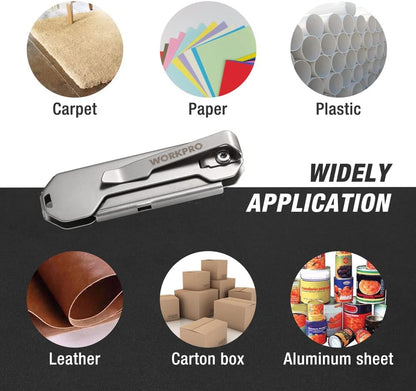 EDC Folding Utility Knife, Mini Box Cutter with Quick Open Axis Lock, Quick Change Blade Razor Knife, Foldable Small Pocket Knife with Belt Clip