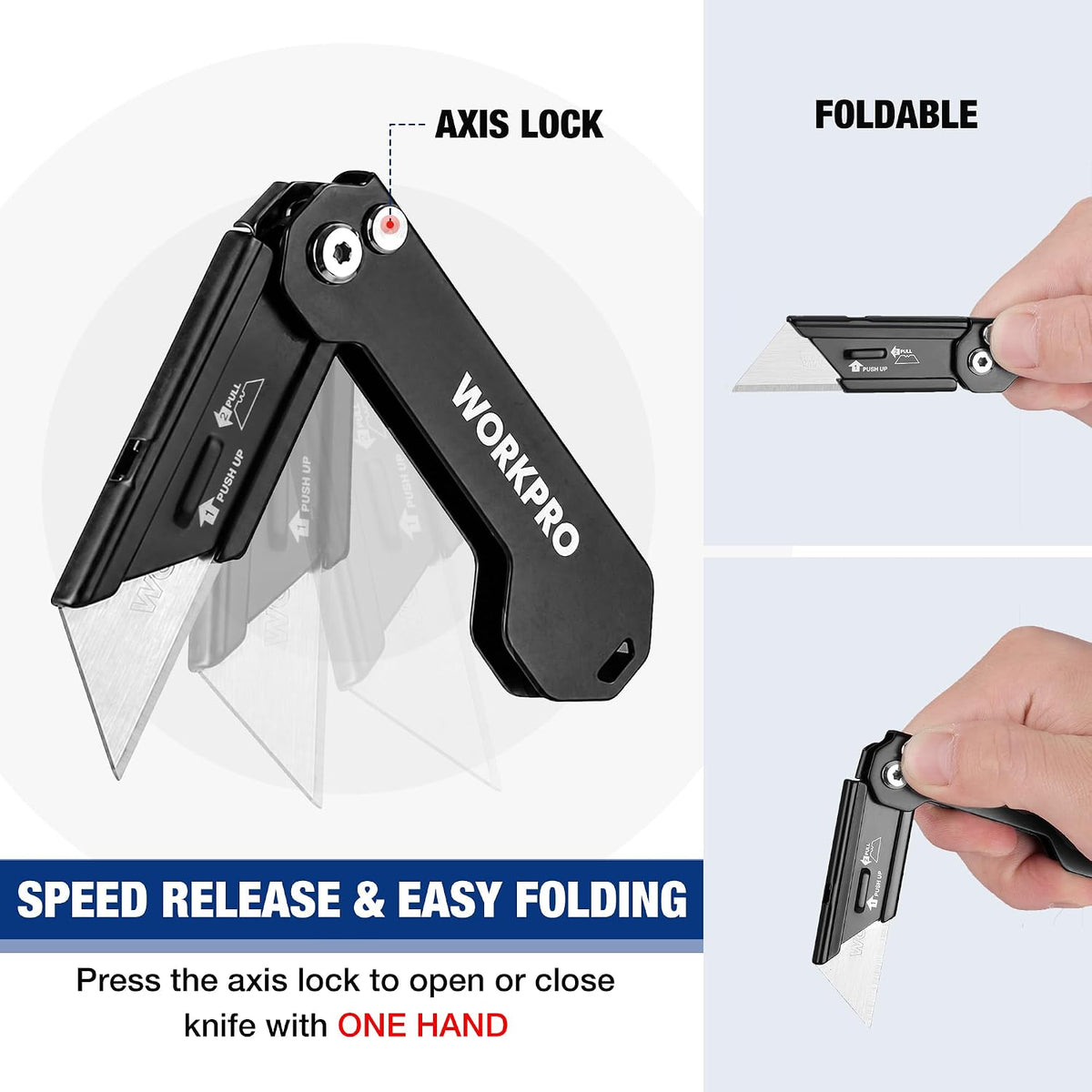 EDC Folding Utility Knife, Mini Box Cutter with Quick Open Axis Lock, Quick Change Blade Razor Knife, Foldable Small Pocket Knife with Belt Clip