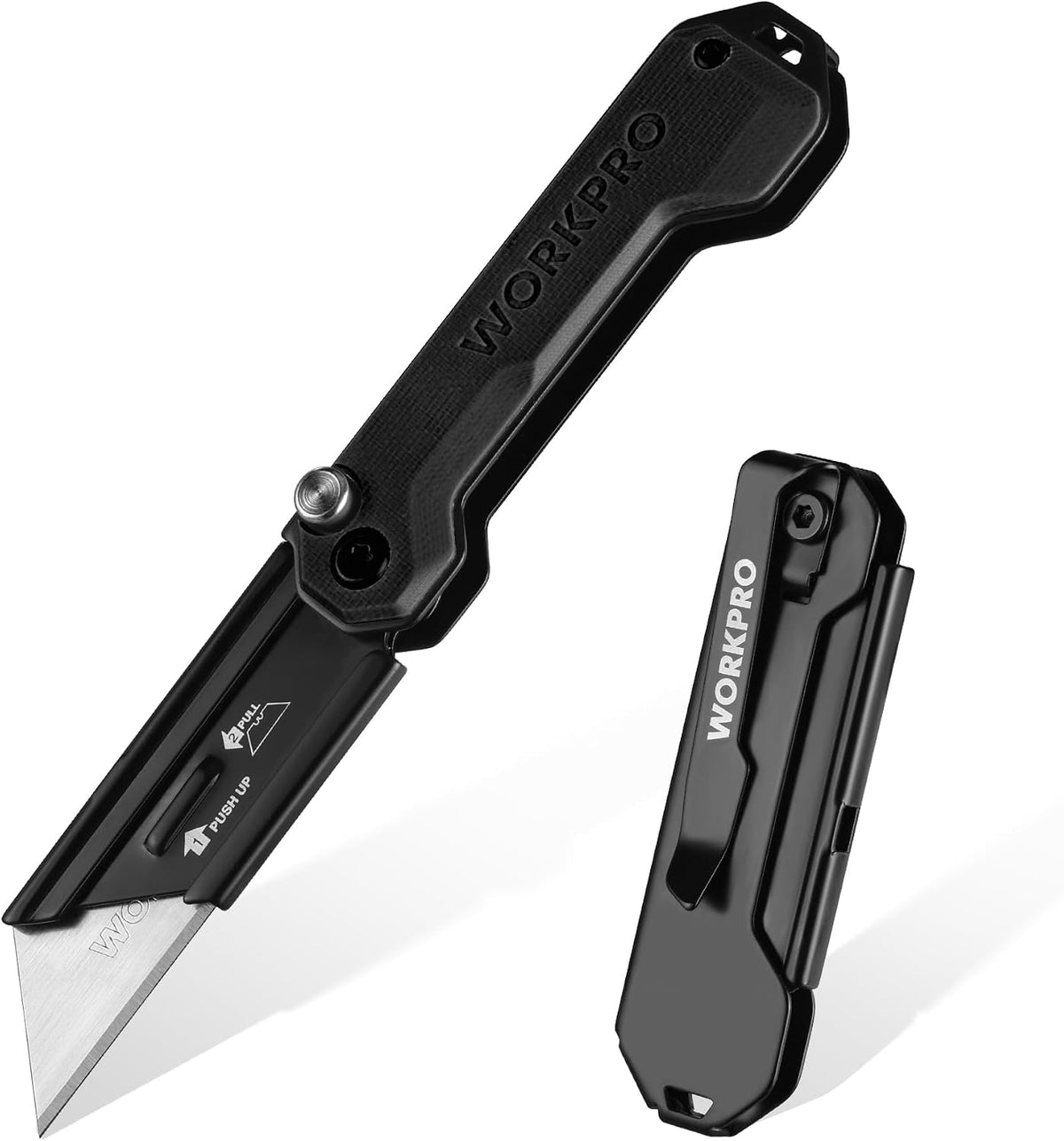 EDC Folding Utility Knife, Mini Box Cutter with Quick Open Axis Lock, Quick Change Blade Razor Knife, Foldable Small Pocket Knife with Belt Clip