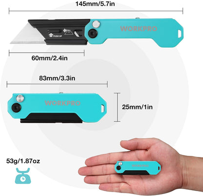EDC Folding Utility Knife, Mini Box Cutter with Quick Open Axis Lock, Quick Change Blade Razor Knife, Foldable Small Pocket Knife with Belt Clip